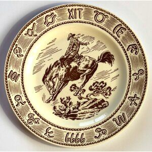 Vintage Cattle Brand Design Cowboy Horse Ceramic Plate Frisco Texas King Ranch
